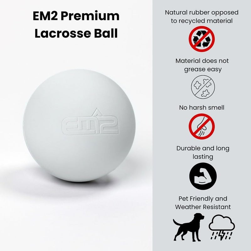 M2 EM2 Lacrosse Ball Set of 6 - Multi-Purpose Lacrosse Balls for Massage, Sport & Pet Play - Durable, Long Lasting and No Smell - Image 2